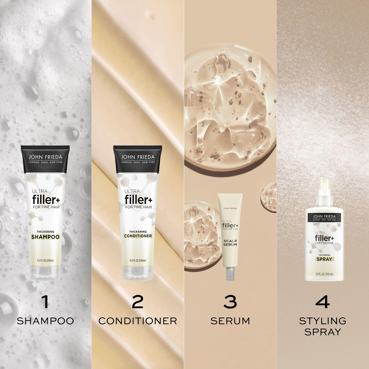 John Frieda lineup of ULTRAfiller+ products to complete thickening routine benefit