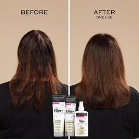 John Frieda ULTRAfiller+ before and after styling comparison showing fuller-looking hair