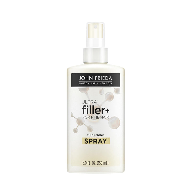 John Frieda ULTRAfiller+ front packaging showing product and size, conveys instant thickness