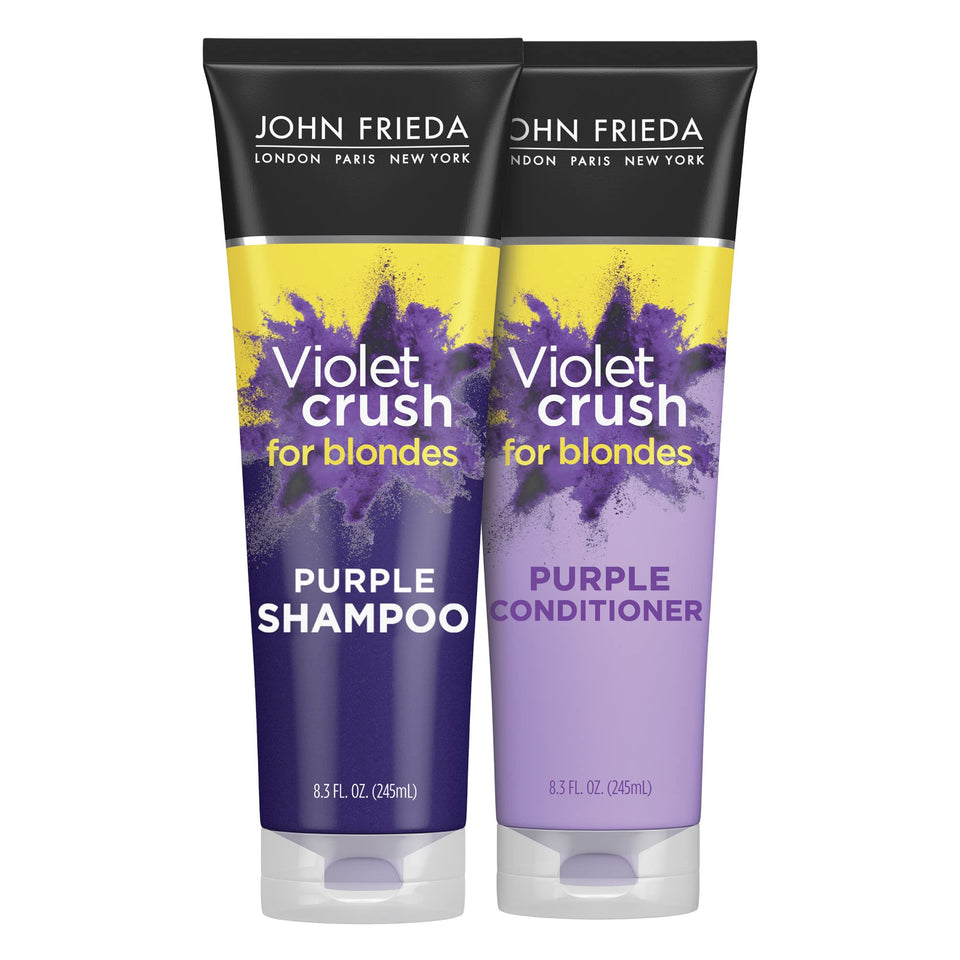 John Frieda front packaging showing product duo and clear toning benefit