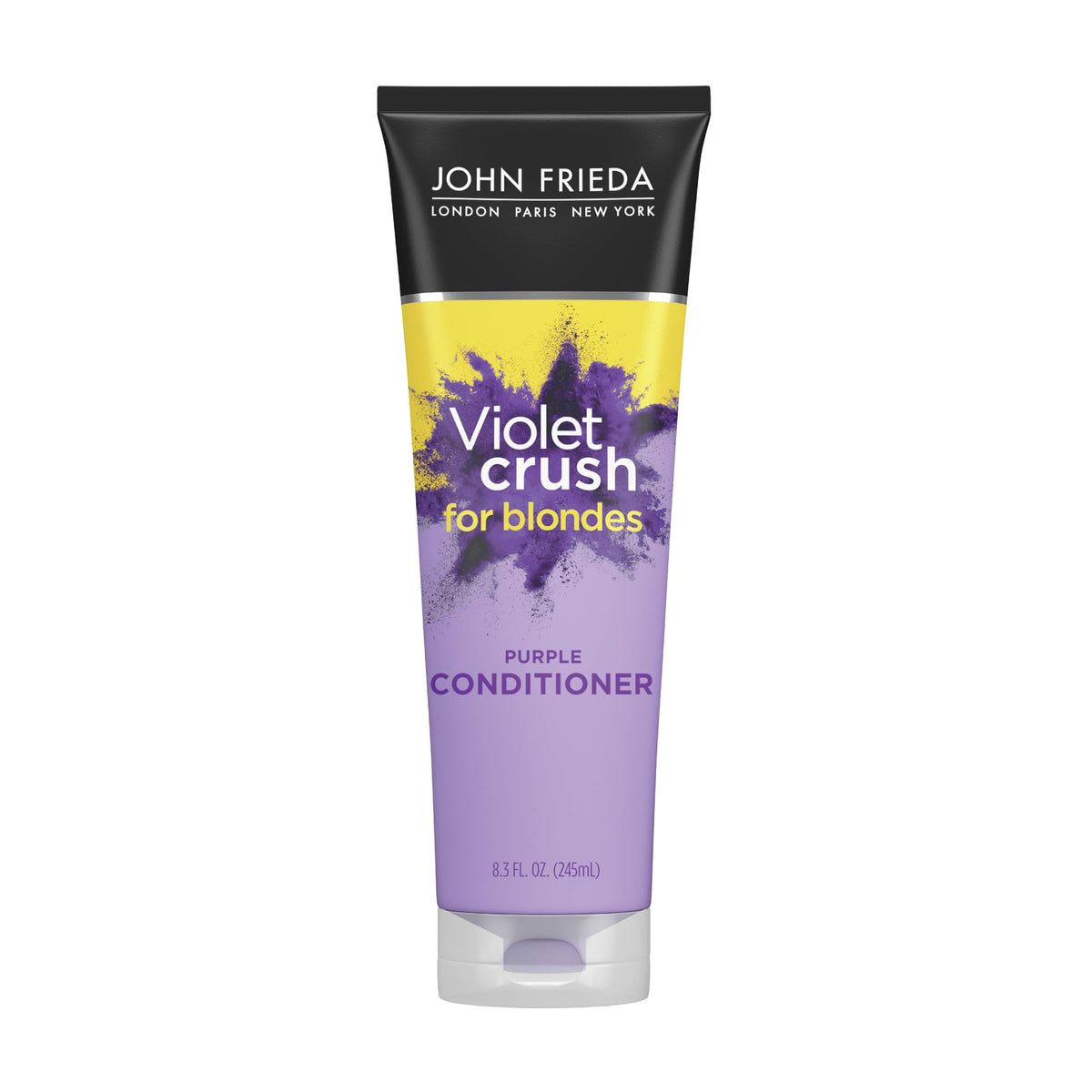 John Frieda front packaging showing bottle and branding, clarifies product at-a-glance