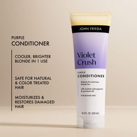 John Frieda on blonde hair after use showing cooler, brighter tone