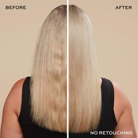 John Frieda applied to wet blonde hair showing toning action
