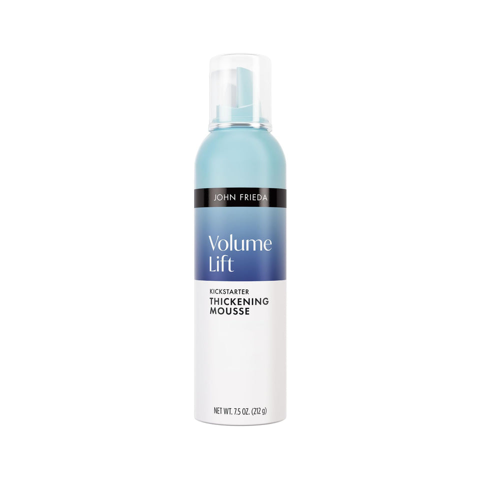 John Frieda front packaging showing volumizing mousse benefits