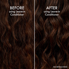 John Frieda on damp hair showing detangling in use
