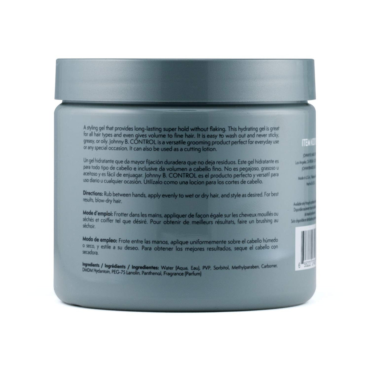 JOHNNY B. gel texture close-up showing smooth, non-sticky formula