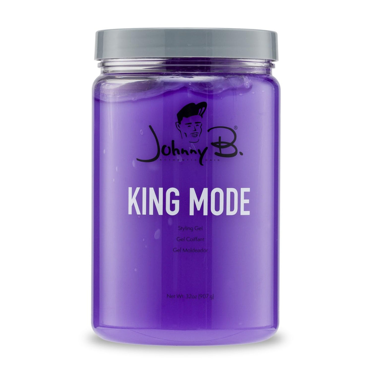 JOHNNY B. front jar showing 32 oz and new purple tint for long-lasting supply
