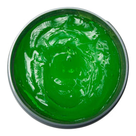 JOHNNY B. close-up of green gel texture, displays thick formula and glossy finish