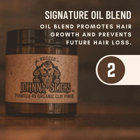 Johnny Slicks label detail with ingredients showing organic transparency