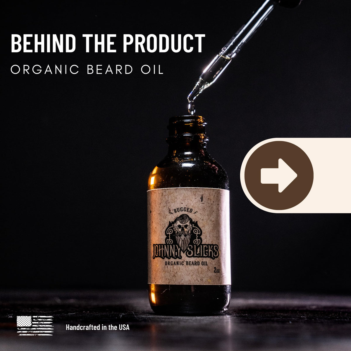 Johnny Slicks oil drop closeup demonstrating dropper control and precise dosing benefit