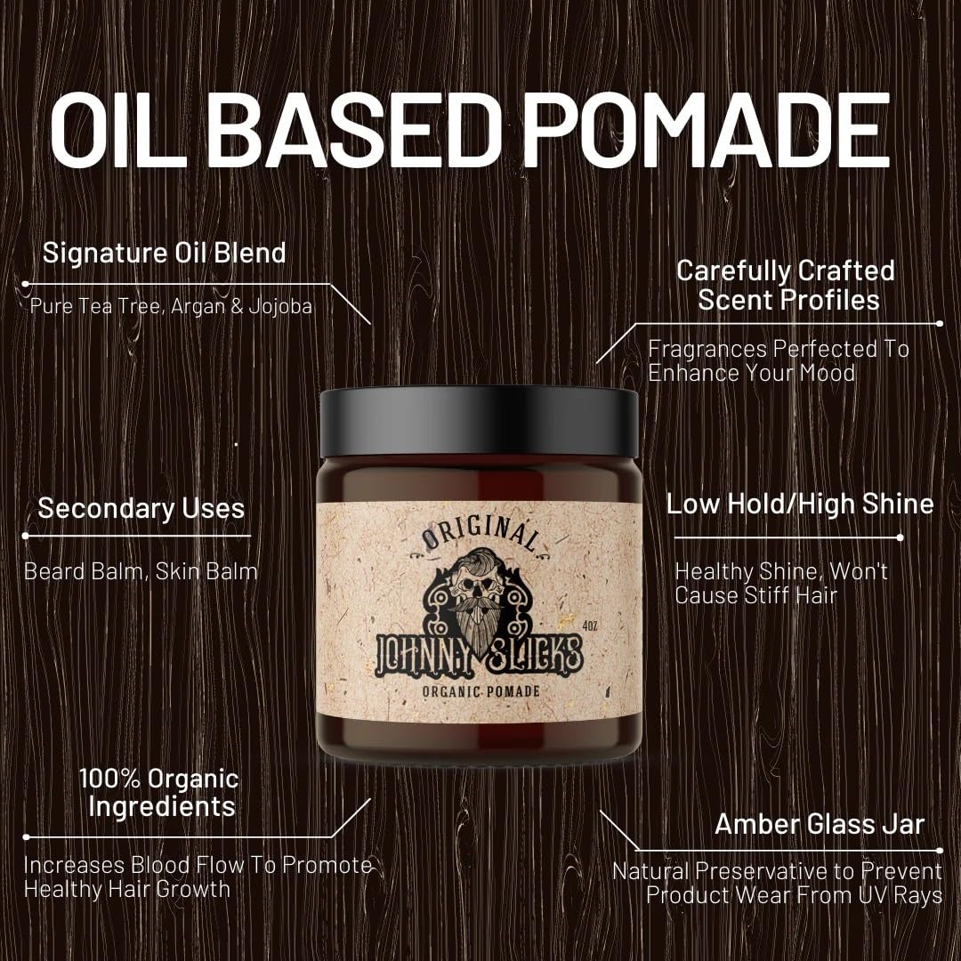 Johnny Slicks 4 oz jar near common items showing compact travel-friendly size