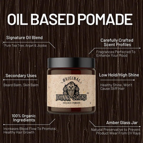 Johnny Slicks 4 oz jar near common items showing compact travel-friendly size
