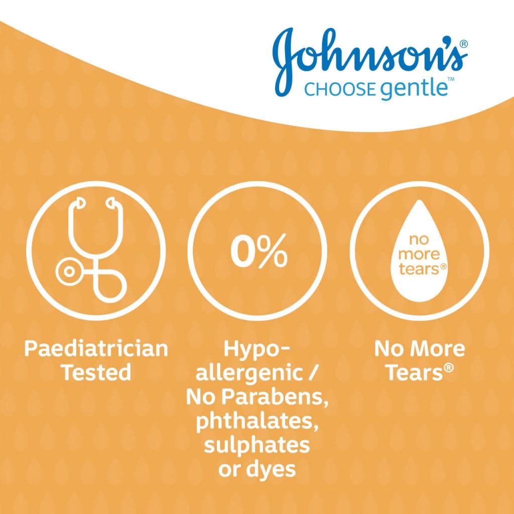 Johnson & Johnson baby shampoo being used during bath to clean fine hair