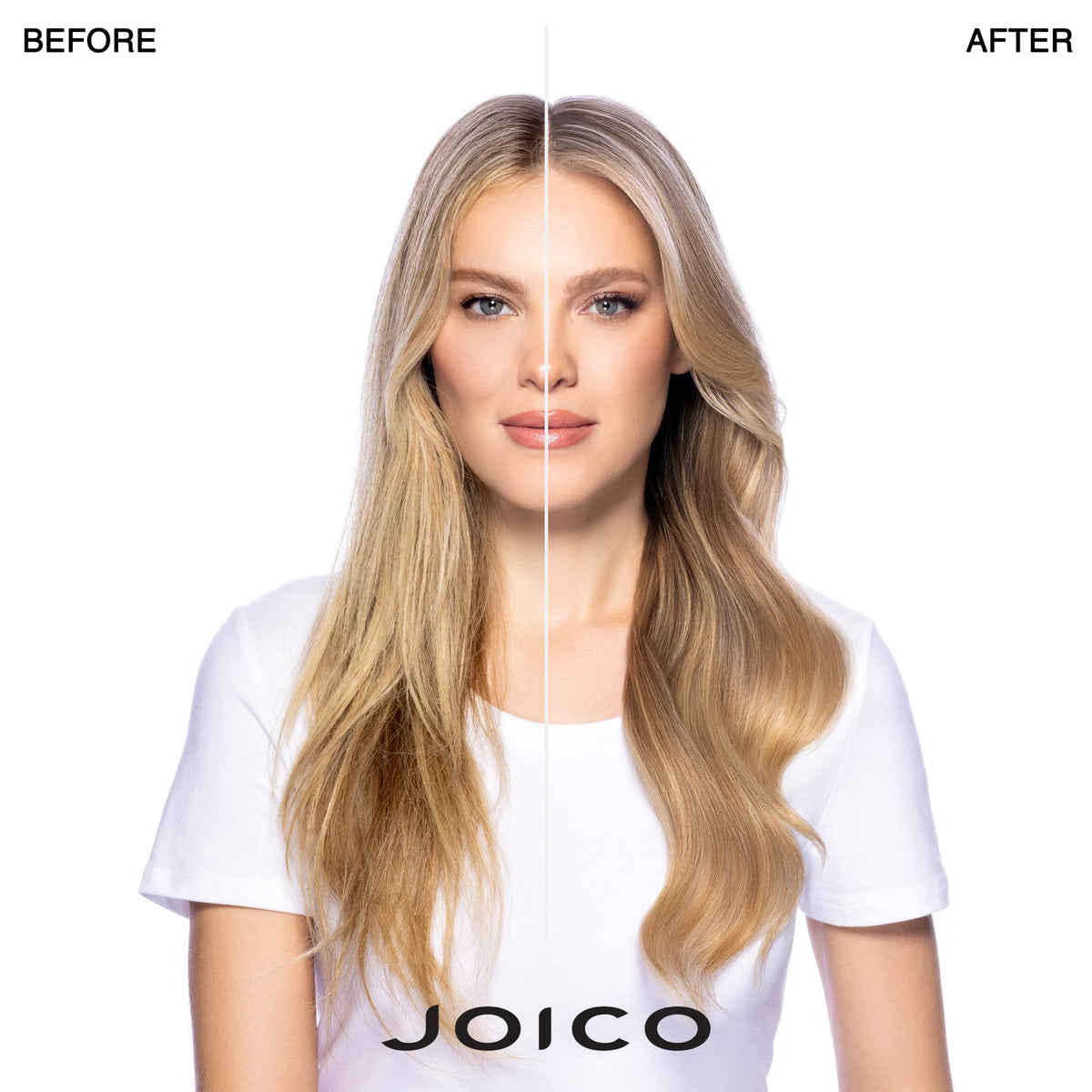 Joico shampoo pump close-up with rich lather forming, clarifying hair