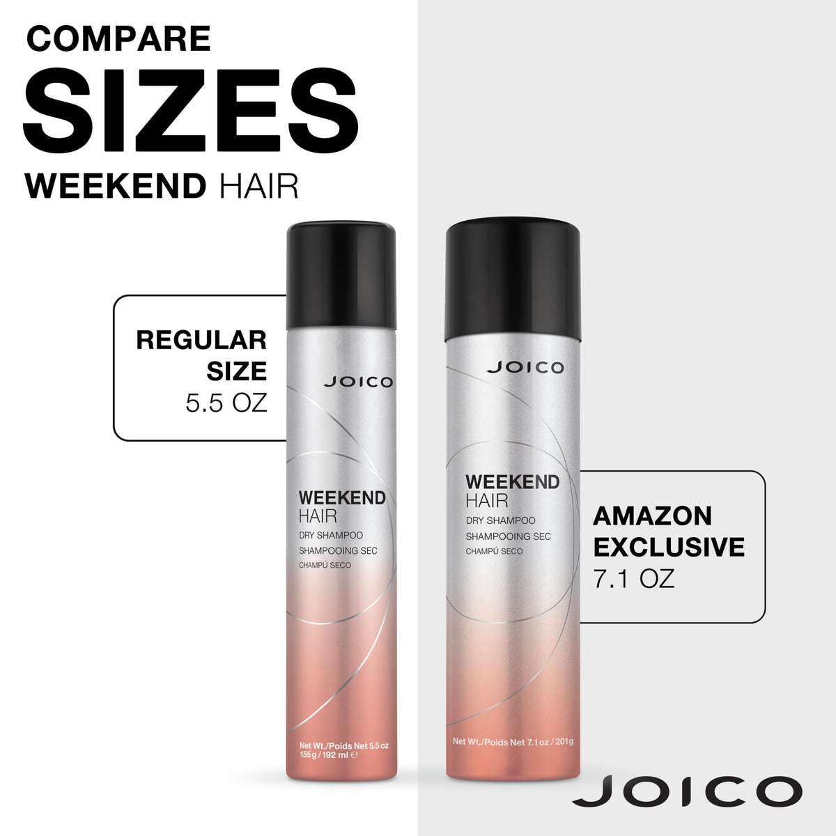 Joico bottle beside ruler showing 7.1 oz size for travel convenience