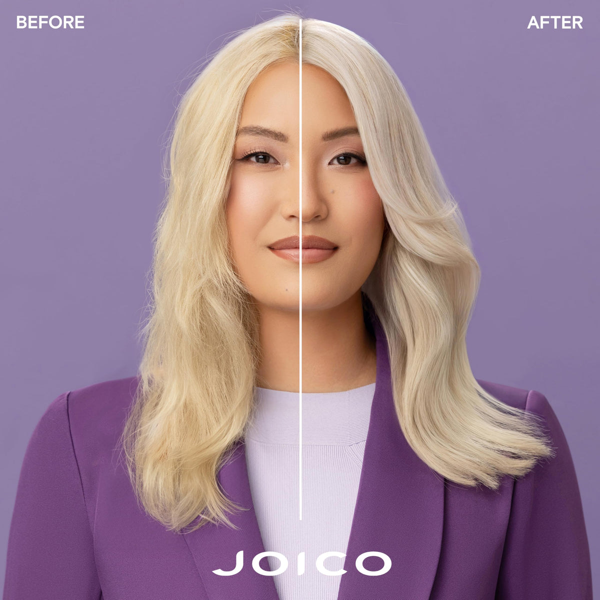 Joico purple shampoo lather close-up highlighting gentle foam and toning