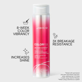 Joico Colorful shampoo being dispensed demonstrating gentle, controlled application