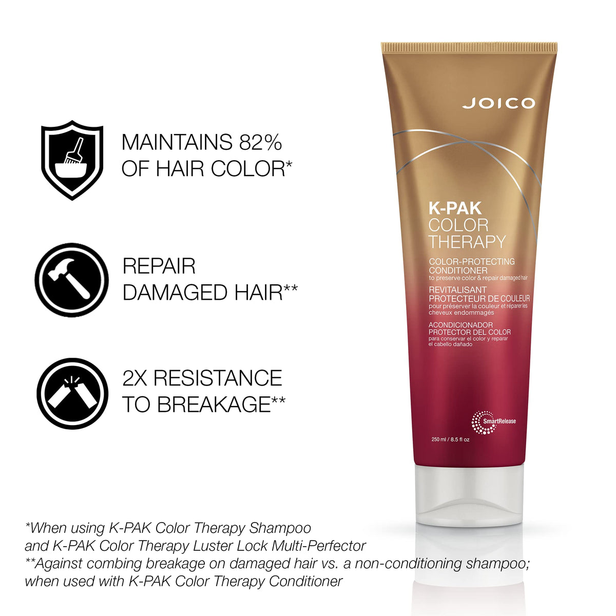 Joico conditioner rich cream texture spread, smooths hair for easier styling