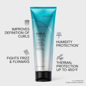 Joico product being applied to damp curls demonstrating even distribution and definition benefit