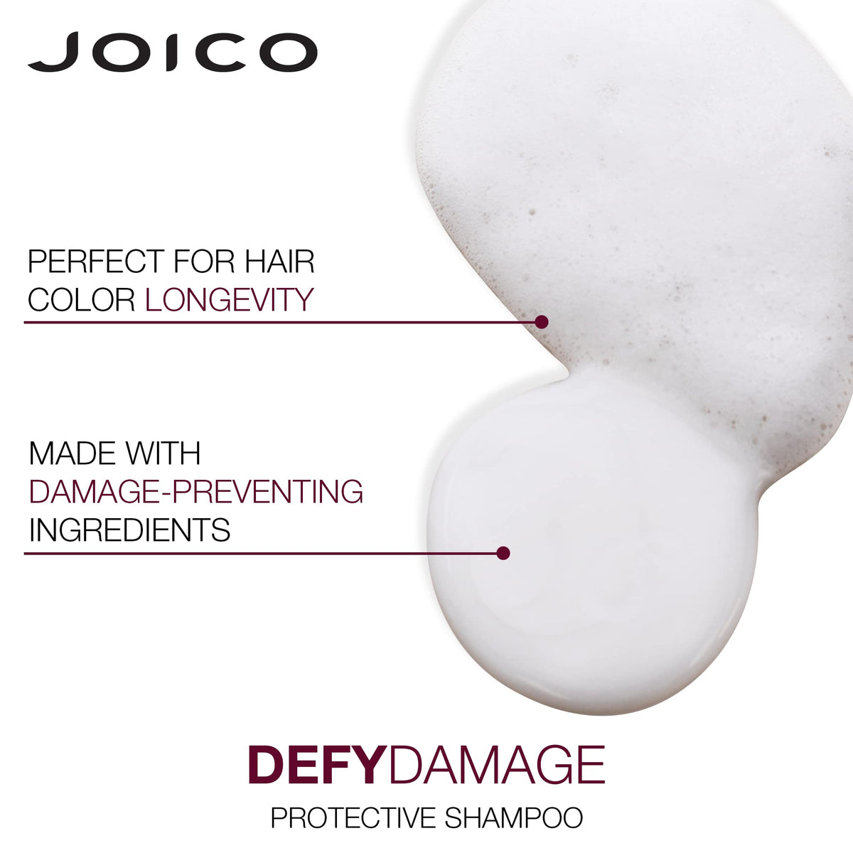 Joico bottles held in hand to show 10.1oz and 8.5oz sizes for scale