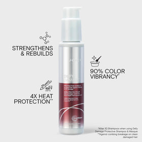 Joico mist visible on hair strands highlighting smoothing and shine benefit
