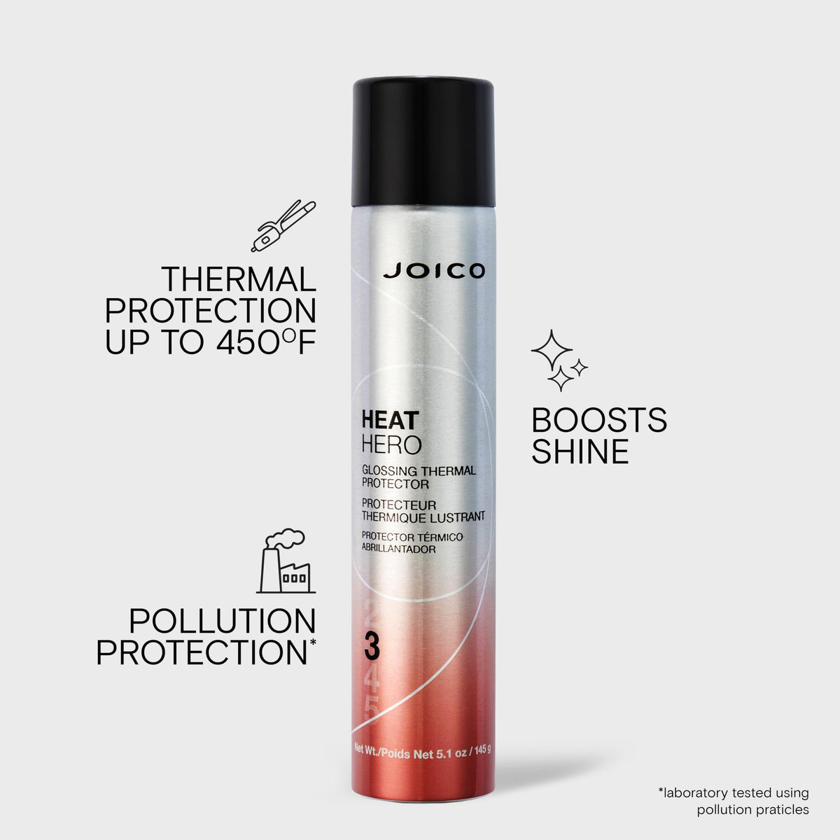Joico Heat Hero nozzle close-up with fine mist, ensures precise application