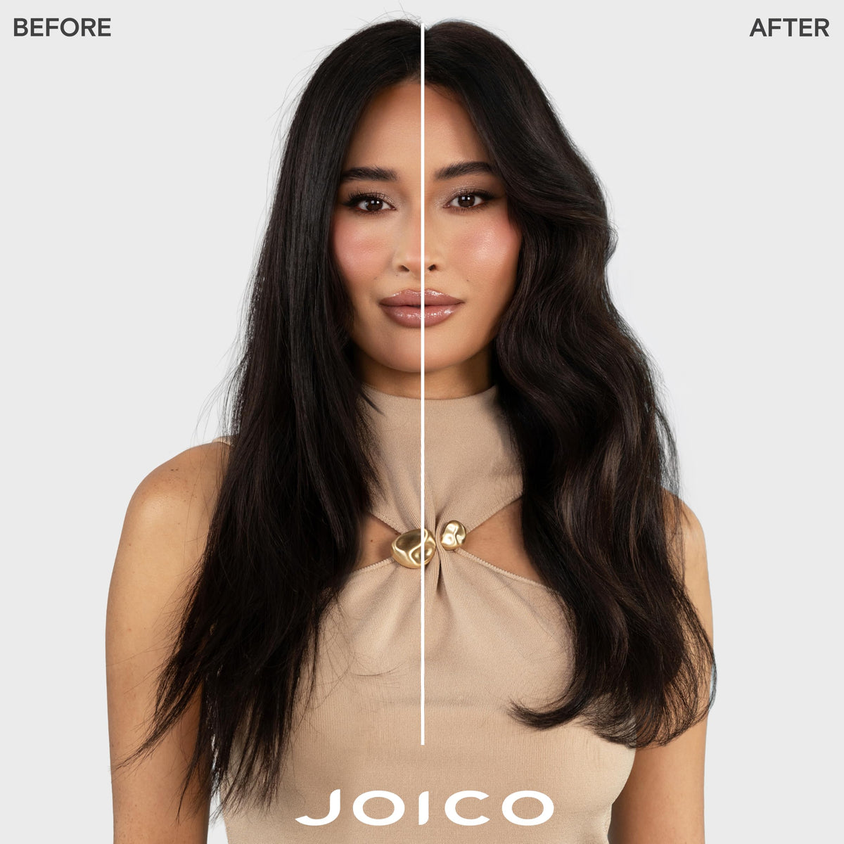 Joico Heat Hero spray action mist covering hair, provides even heat defense