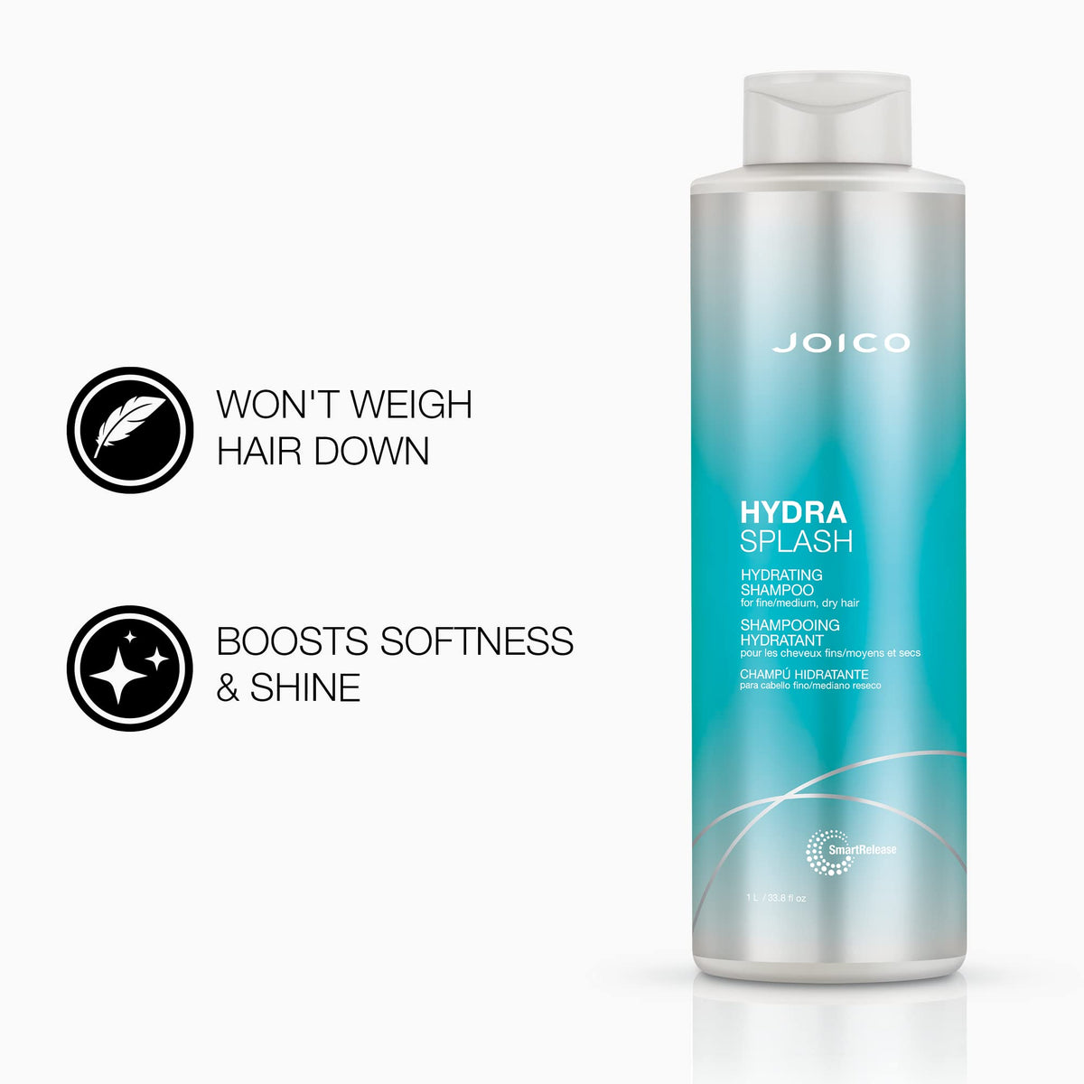 Joico HydraSplash conditioner texture close-up showing light cream for soft yet weightless moisture