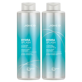 Joico front packaging of HydraSplash set showing brand and dual bottles benefits lightweight hydration