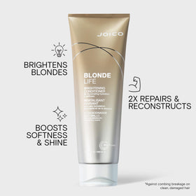 Joico conditioner applied to blonde hair in salon for detangling and shine