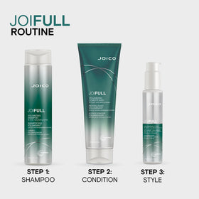 Joico JoiFULL styled hair lifestyle shot showing fuller, shiny hair after use