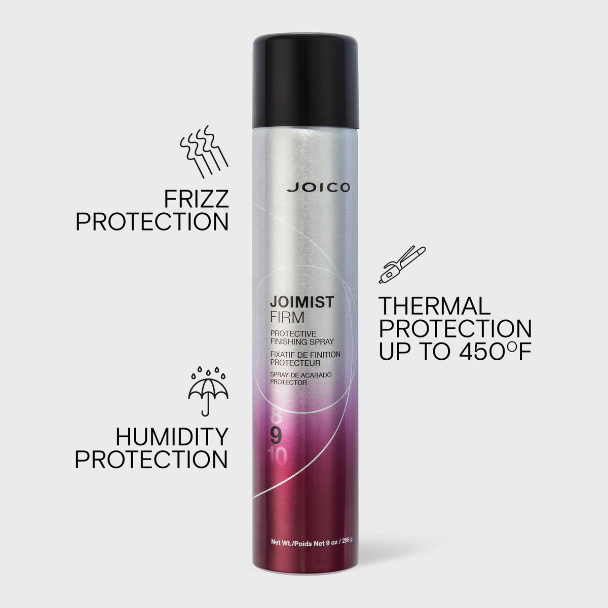 Joico JoiMist Firm used on blowout showing long-lasting frizz control benefit
