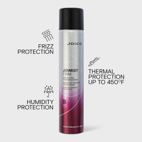 Joico JoiMist Firm used on blowout showing long-lasting frizz control benefit