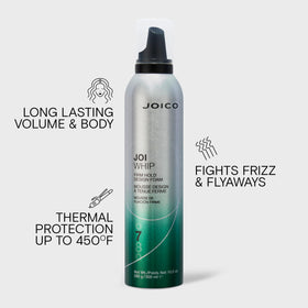 Joico JoiWhip applied at roots demonstrating lift and long-lasting volume