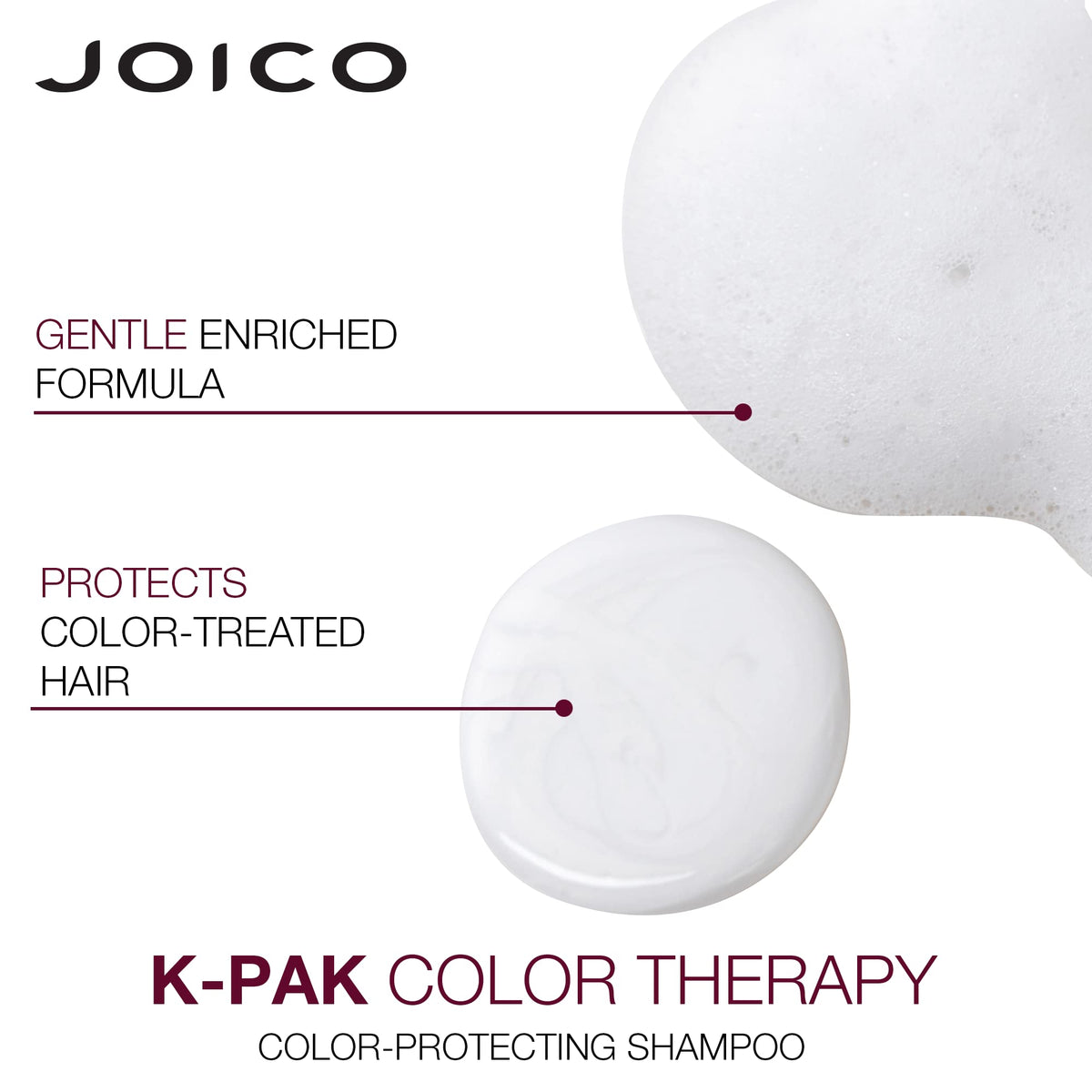 Joico applied to wet hair demonstrating lathering and gentle cleanse