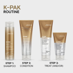 Joico K-PAK on bathroom shelf lifestyle shot showing salon-quality care