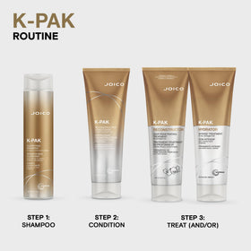 Joico K-PAK with guajava and keratin visuals indicating antioxidant protection