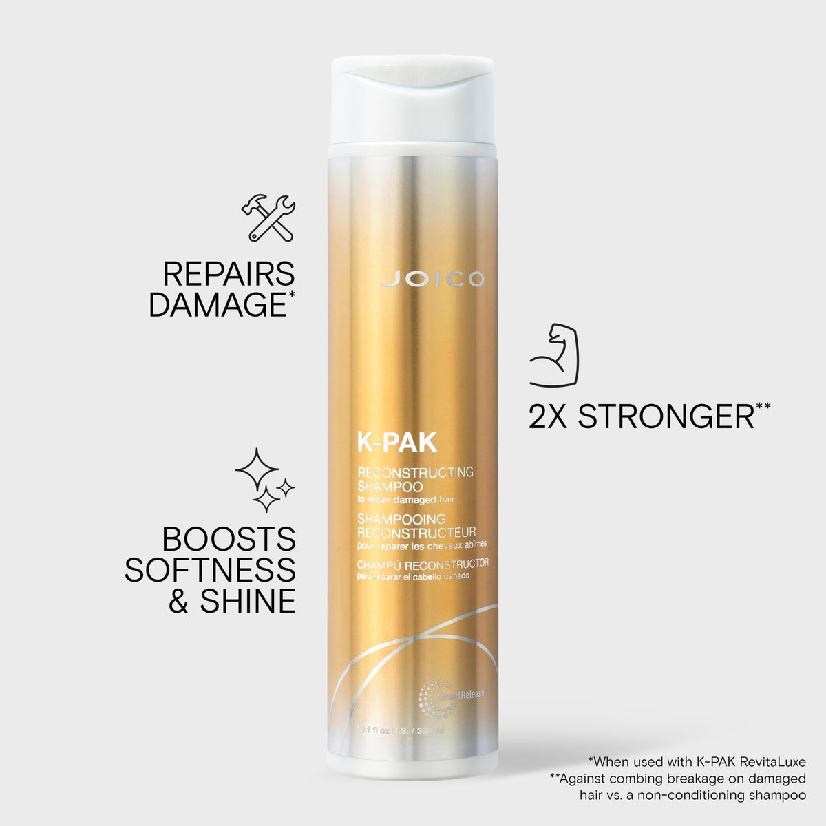 Creamy lather of Joico K-PAK shampoo showing rich foam for gentle cleansing and softness