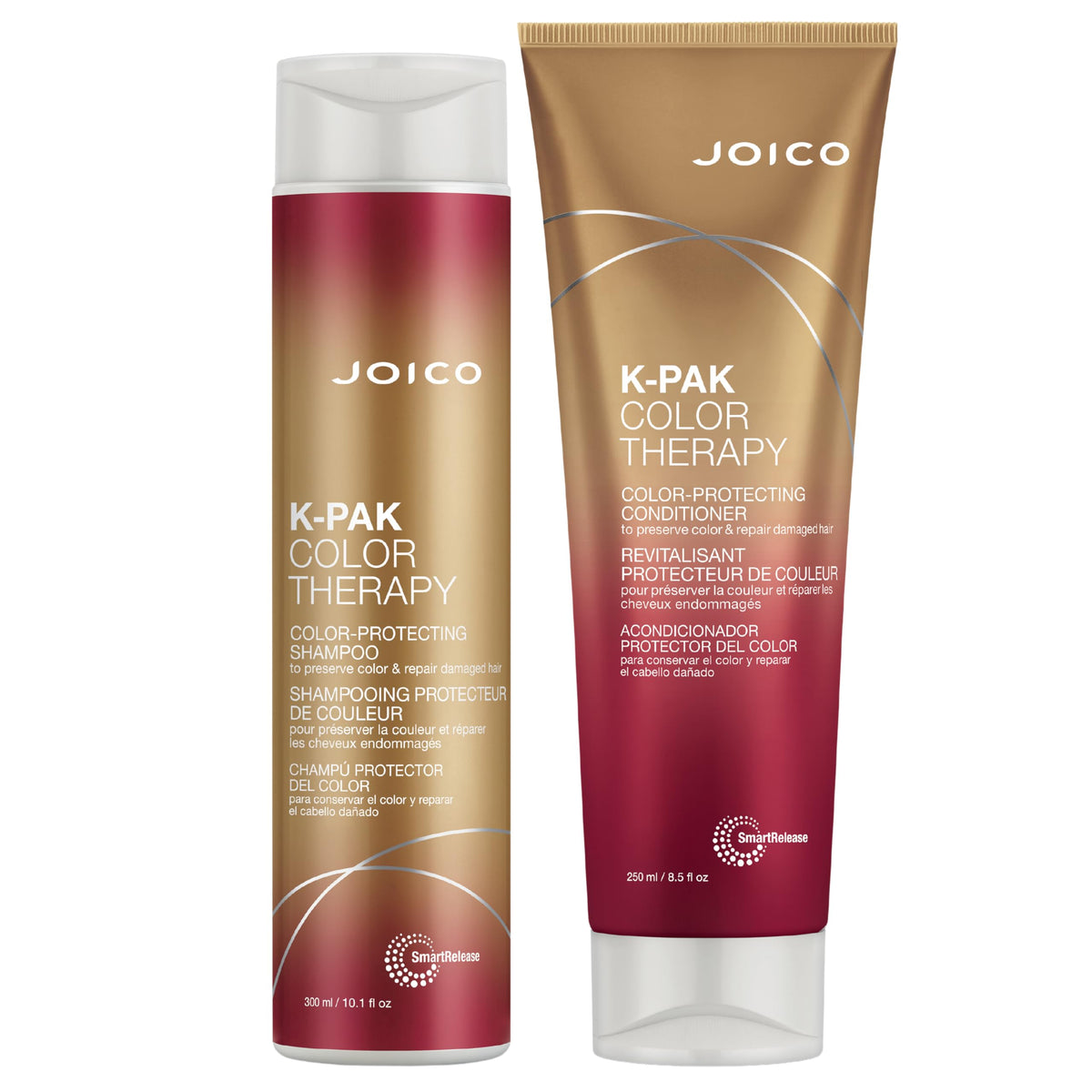 Joico K-Pak front packaging showing shampoo and conditioner, clear product presentation