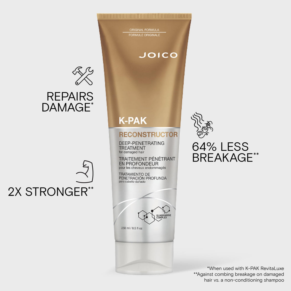 Joico ingredient label detail illustrating keratin and amino acid blend benefits