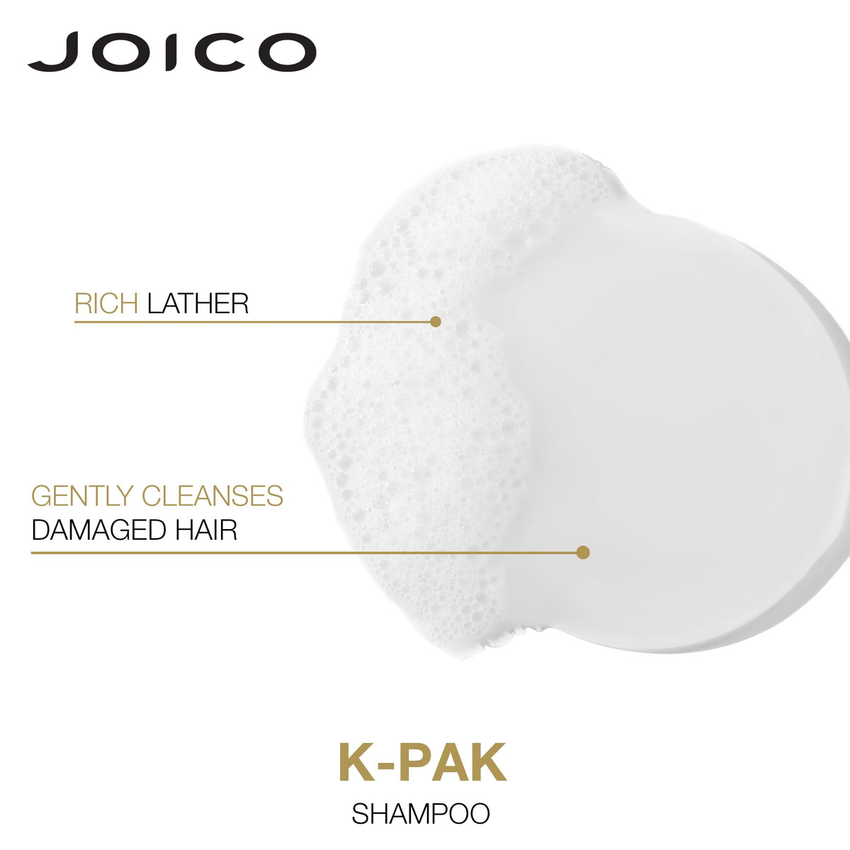 Joico label close-up showing K-PAK peptide and keratin ingredients