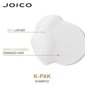 Joico label close-up showing K-PAK peptide and keratin ingredients