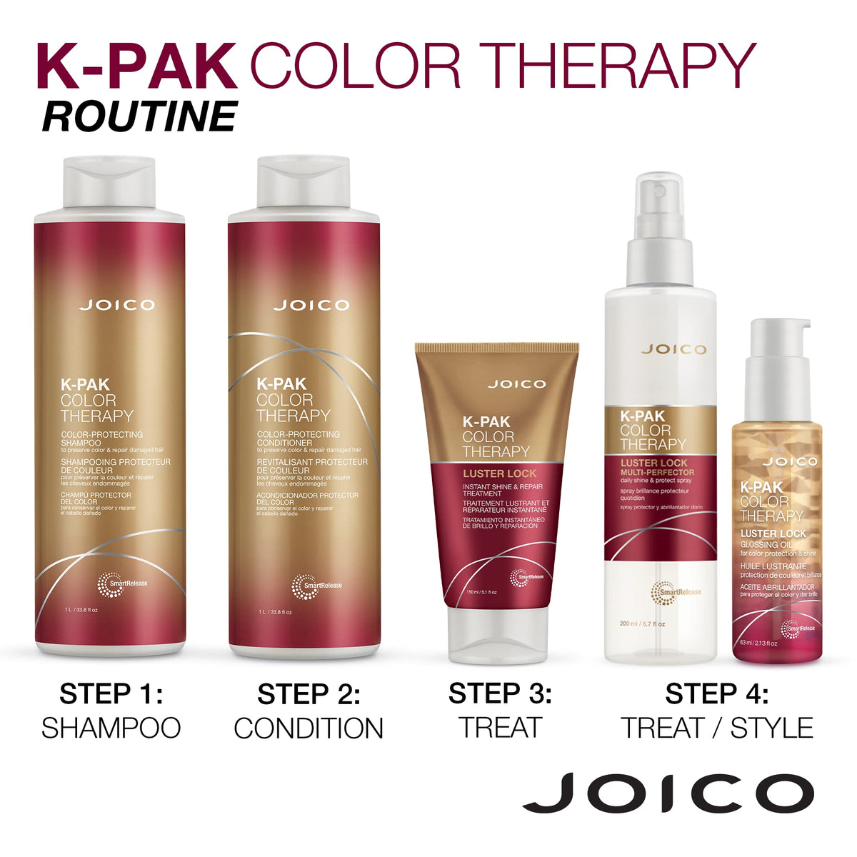 Joico duo on bathroom shelf lifestyle scene promoting salon results