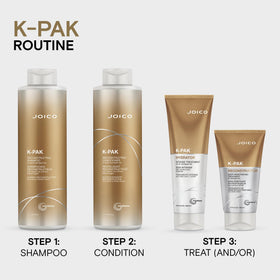 Joico K-PAK styled hair in lifestyle setting showing restored shine and healthier-looking strands