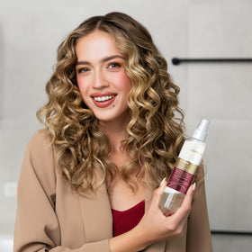 Joico bottle on vanity suggesting daily color-protection benefit
