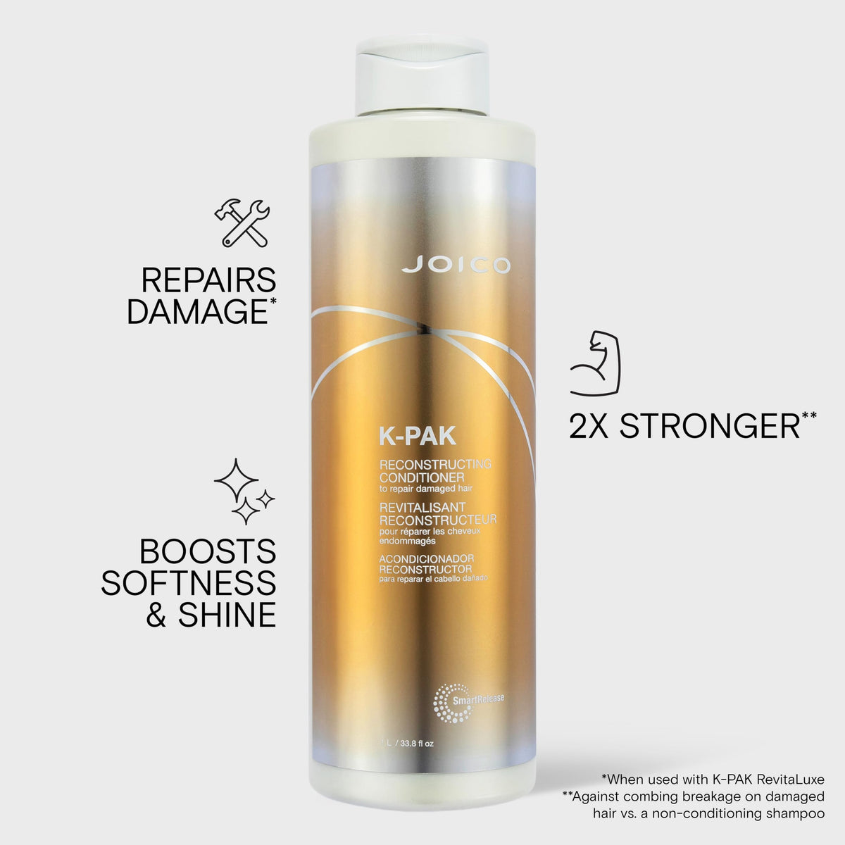 Joico K-PAK conditioner texture pouring to show lightweight creamy consistency for smooth application