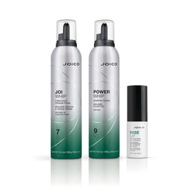 Joico Power Whip before and after photo showing reduced frizz and shine