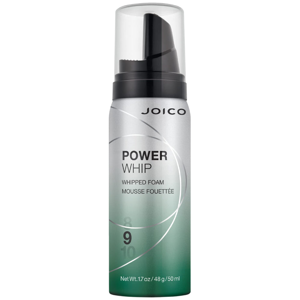 Joico Power Whip front packaging showing compact 1.7 fl oz can for travel convenience