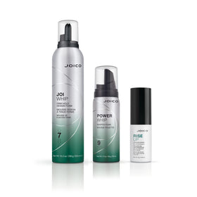 Joico Power Whip label close-up highlighting silicone- and paraben-free formula benefits