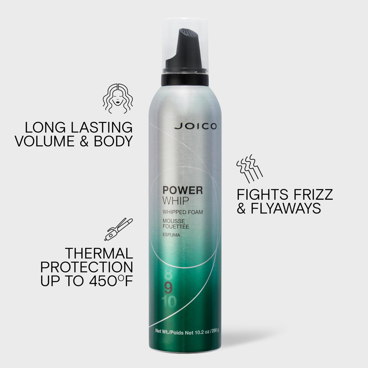 Joico Power Whip texture on palm demonstrating lightweight applicator benefit